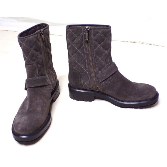 🆕 AQUATALIA Moto Quilted Suede Ankle Boot Bootie 7 Gray - Picture 2 of 8